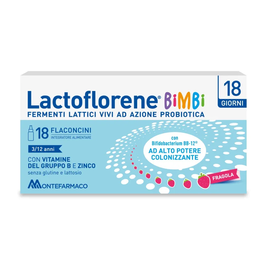 Lactoflorene Bimbi Integratore Fermenti Lattici Per Bambini 2 confezioni da 18 Flaconcini