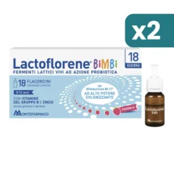 Lactoflorene Bimbi Integratore Fermenti Lattici Per Bambini 2 confezioni da 18 Flaconcini