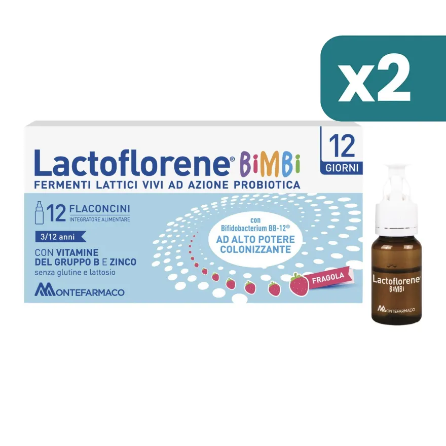Lactoflorene Bimbi Integratore Probiotico Per Bambini 2 confezioni da 12 Flaconcini