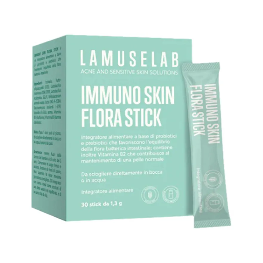 Lamuselab Immuno Skin Flora Integratore Probiotici Benessere Pelle 30 Stick