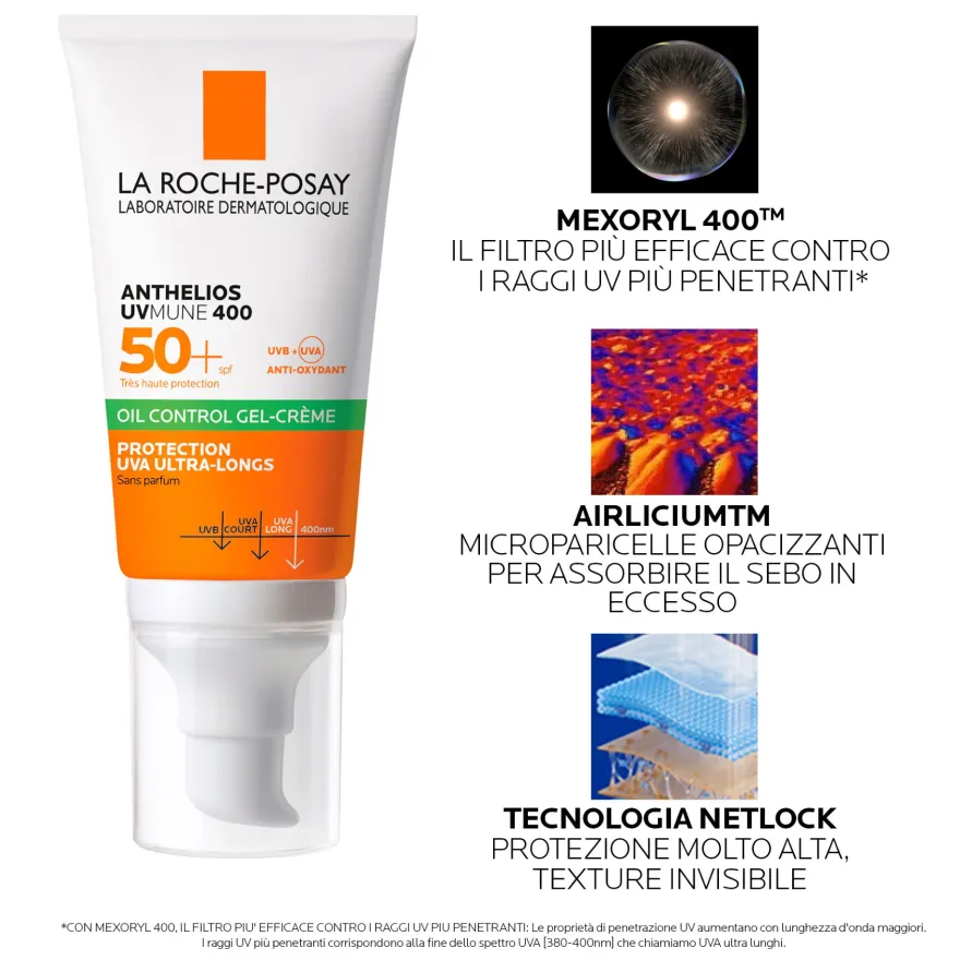 La Roche-posay Anthelios Gel Crema Solare Oil Control Spf50+ Senza Profumo 50ml