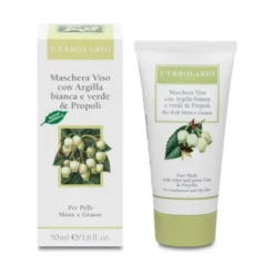 L'erbolario Maschera Viso Argilla Bianca E Verde E Propoli Pelli Miste E Grasse 50ml