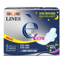 Lines &egrave; Assorbente Notte Extra Lungo Con Ali 9 Pezzi