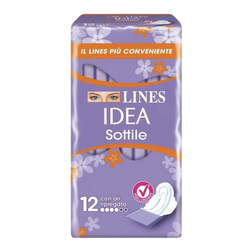 Lines Idea Sottile Assorbente Con Ali Ripiegato 12 Pezzi