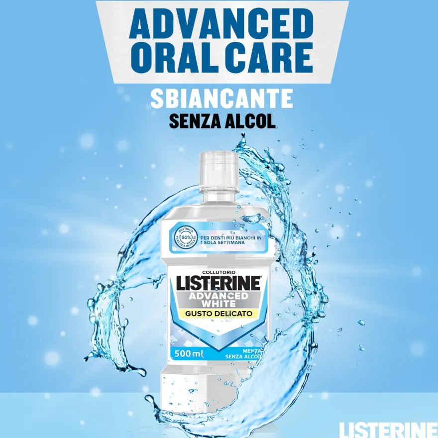 Listerine Advanced White Collutorio Gusto Delicato 500ml