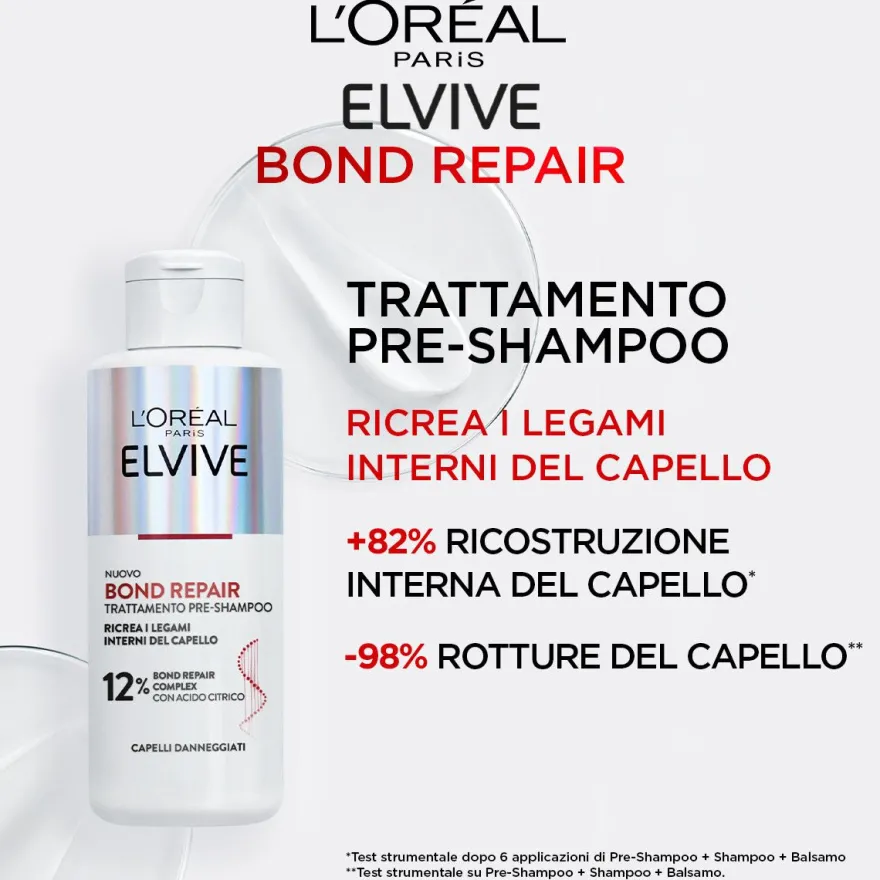 L'oréal Paris Elvive Bond Repair Pre Shampoo Per Capelli Danneggiati 100ml