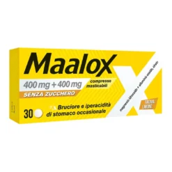 Maalox 400+400mg Contro Acidità Di Stomaco Occasionale Senza Zucchero 30 Compresse