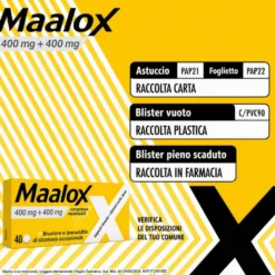 Maalox 400+400mg Contro Acidità Di Stomaco Occasionale 40 Compresse