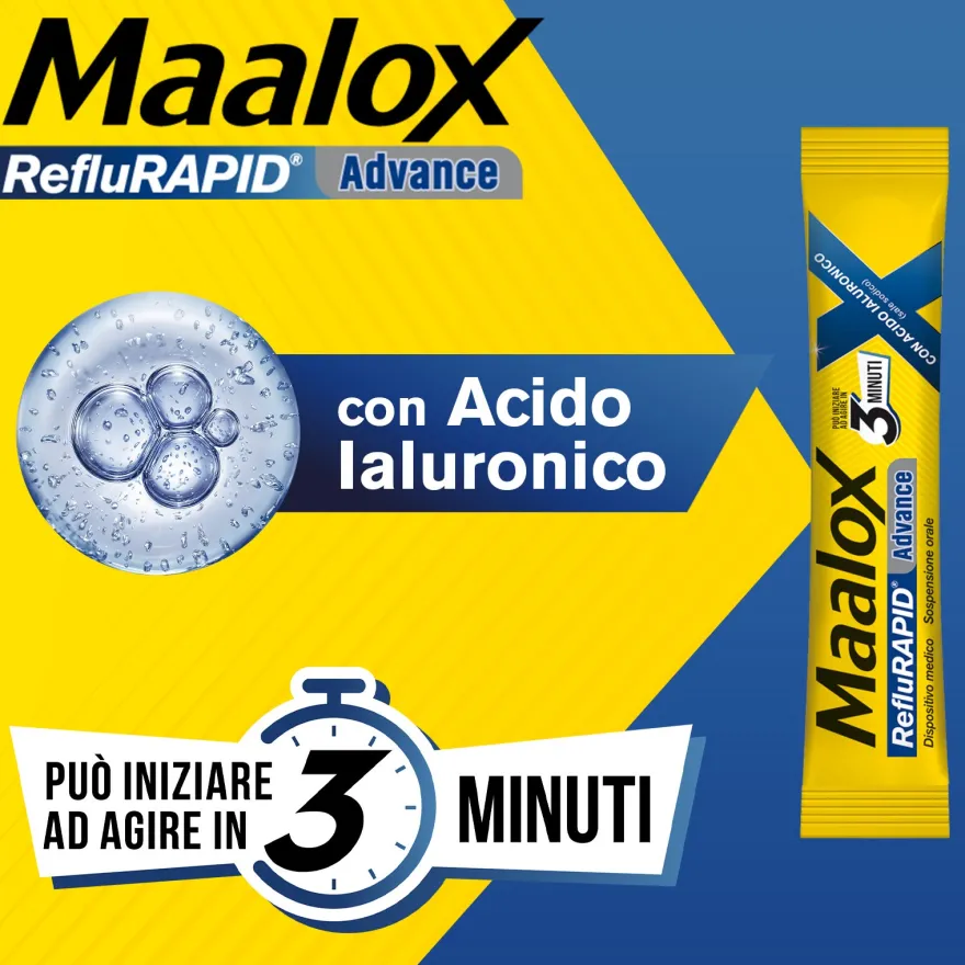 Maalox Reflurapid Advance Antiacido Reflusso Gastroesofageo E Bruciore Di Stomaco 20 Bustine