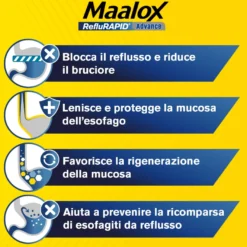 Maalox Reflurapid Advance Antiacido Reflusso Gastroesofageo E Bruciore Di Stomaco 20 Bustine