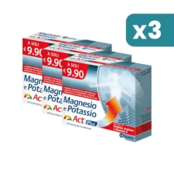 Magnesio E Potassio Act Plus Integratore 3 confezioni da 14 Bustine