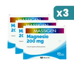 Massigen Magnesio 200mg Integratore 3 confezioni da 20 Bustine