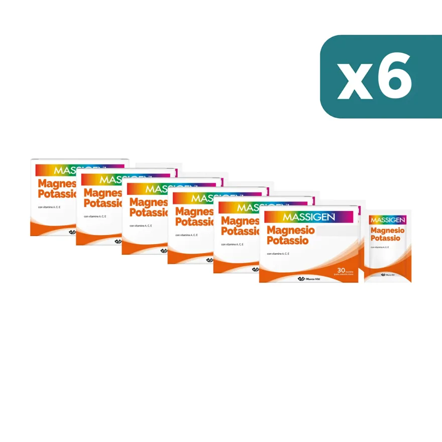 Massigen Magnesio Potassio Integratore Salino 30 Bustine (multipack x6)