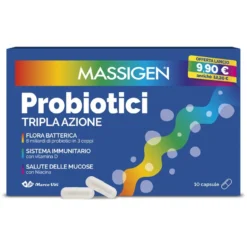 Massigen Probiotici Tripla Azione Integratore Fermenti Lattici 10 Capsule