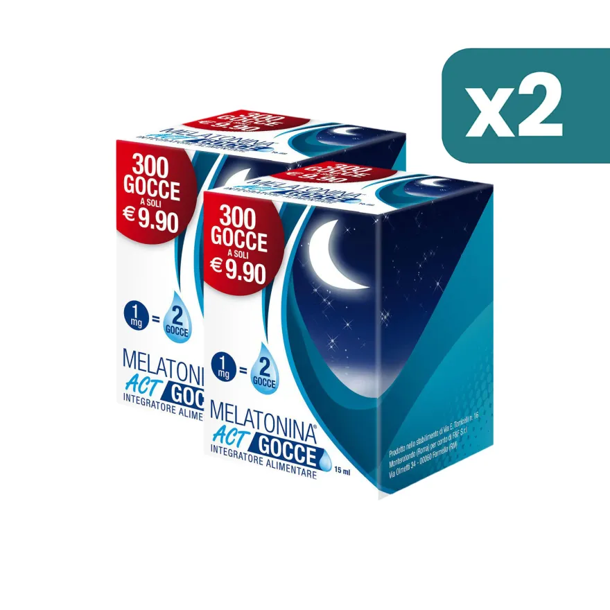 Melatonina Act Integratore Melatonina Sonno 2 confezioni da Gocce 15ml