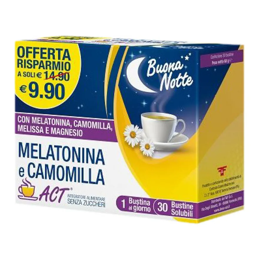 Melatonina E Camomilla Act Integratore Sonno 30 Bustine