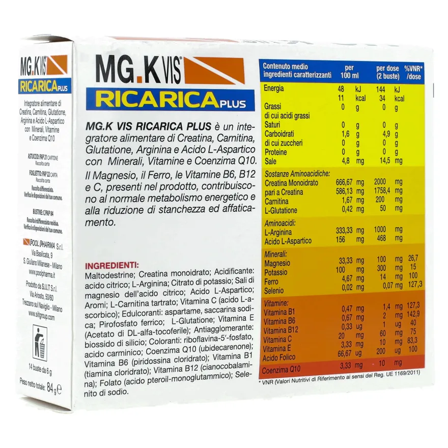 Mgk Vis Ricarica Plus Integratore Energetico 14 Bustine