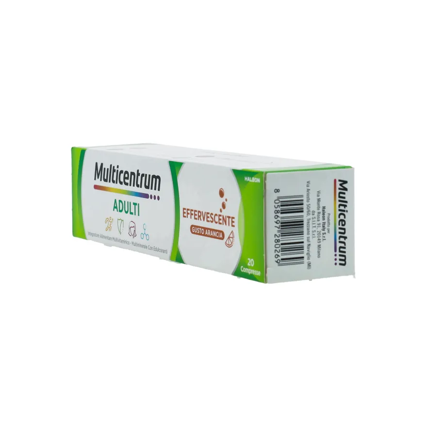 Multicentrum Adulti Effervescente Integratore Alimentare Multivitaminico Vitamina B C D3 Ferro 20 Compresse