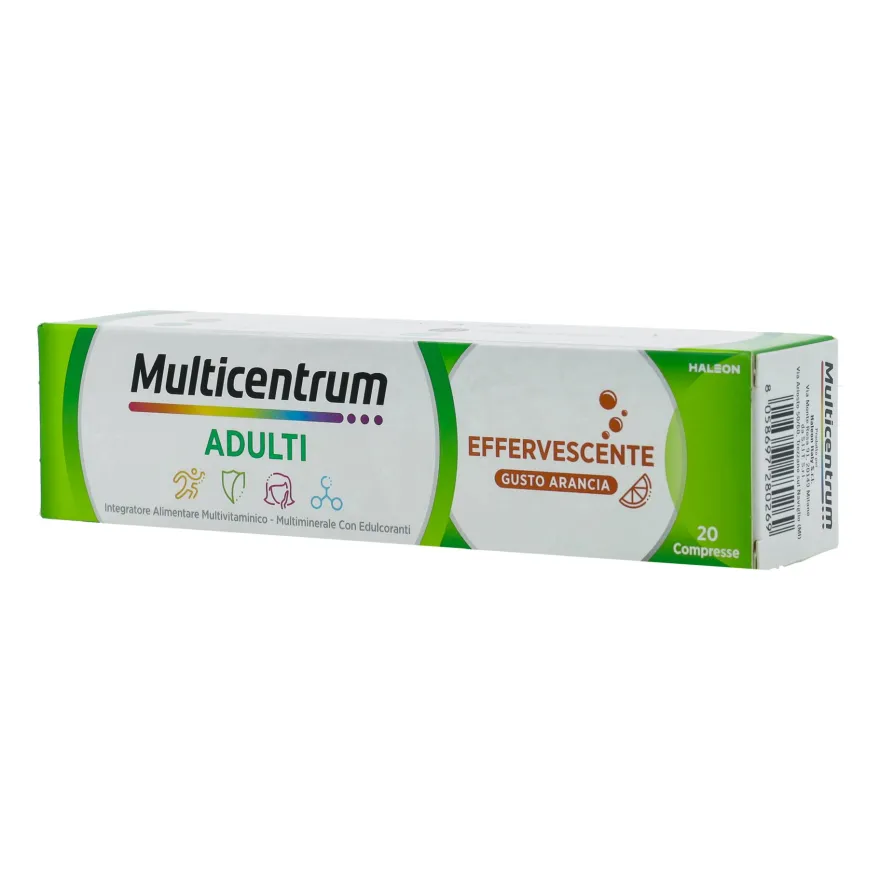 Multicentrum Adulti Effervescente Integratore Alimentare Multivitaminico Vitamina B C D3 Ferro 20 Compresse