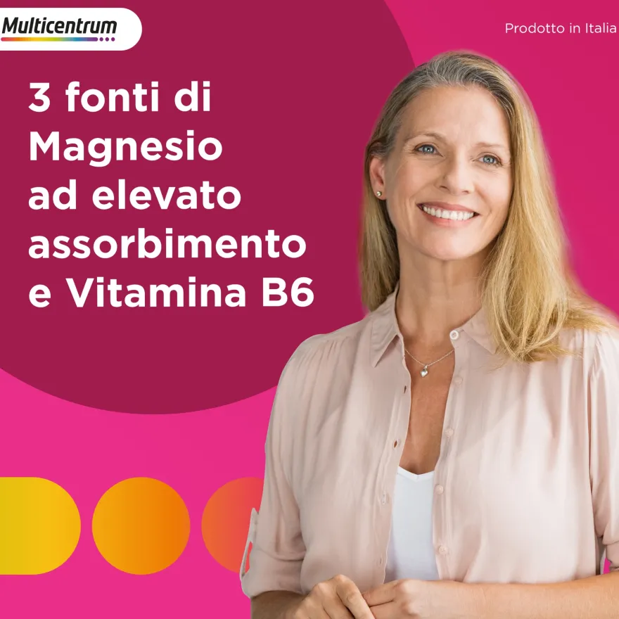 Multicentrum Boost Magnesio Integratore Alimentare Vitamina B6 Magnesio Pidolato Stanchezza 30 Bustine