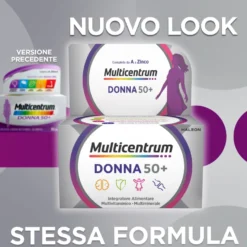 Multicentrum Donna 50+ Integratore Multivitaminico Multiminerale Calcio Ferro Acido Folico 60 Compresse