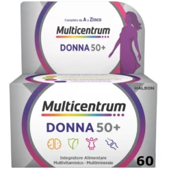 Multicentrum Donna 50+ Integratore Multivitaminico Multiminerale Calcio Ferro Acido Folico 60 Compresse