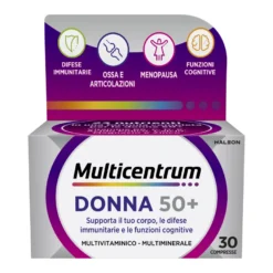 Multicentrum Donna 50+ Integratore Multivitaminico Multiminerale Ferro Calcio Vitamina D D3 30 Compresse