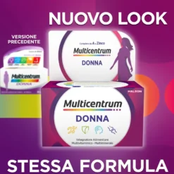 Multicentrum Donna Integratore Alimentare Multivitaminico Vitamina D Calcio Ferro Acido Folico 60 Compresse