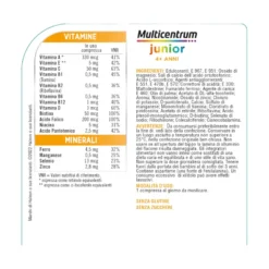 Multicentrum Junior Integratore Alimentare Vitamine Bambini 4+ Vitamina D3 Vitamina C Ferro 2 confezioni da 30 Compresse
