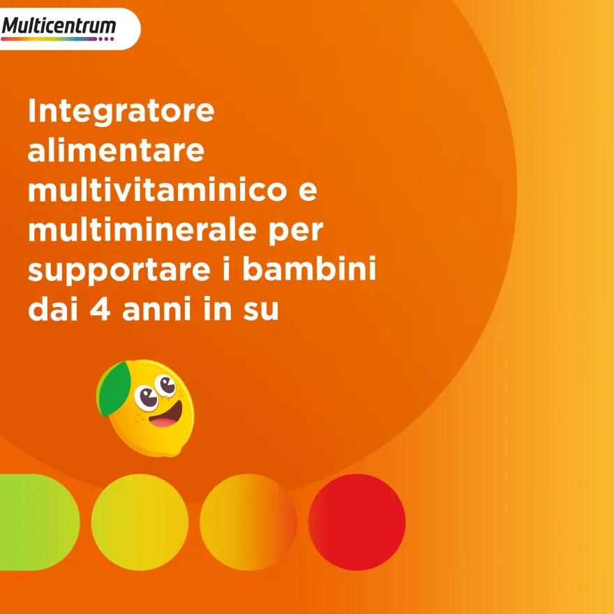 Multicentrum Junior Integratore Alimentare Vitamine Bambini 4+ Vitamina D3 Vitamina C Ferro 2 confezioni da 30 Compresse