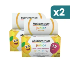 Multicentrum Junior Integratore Alimentare Vitamine Bambini 4+ Vitamina D3 Vitamina C Ferro 2 confezioni da 30 Compresse