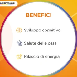 Multicentrum Junior Integratore Alimentare Vitamine Bambini 4+ Vitamina D3 Vitamina C Ferro 2 confezioni da 30 Compresse
