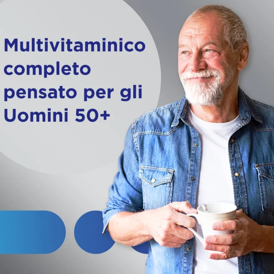 Multicentrum Uomo 50+ Integratore Alimentare Multivitaminico Vitamina D3 C B Zinco Magnesio 60 Compresse