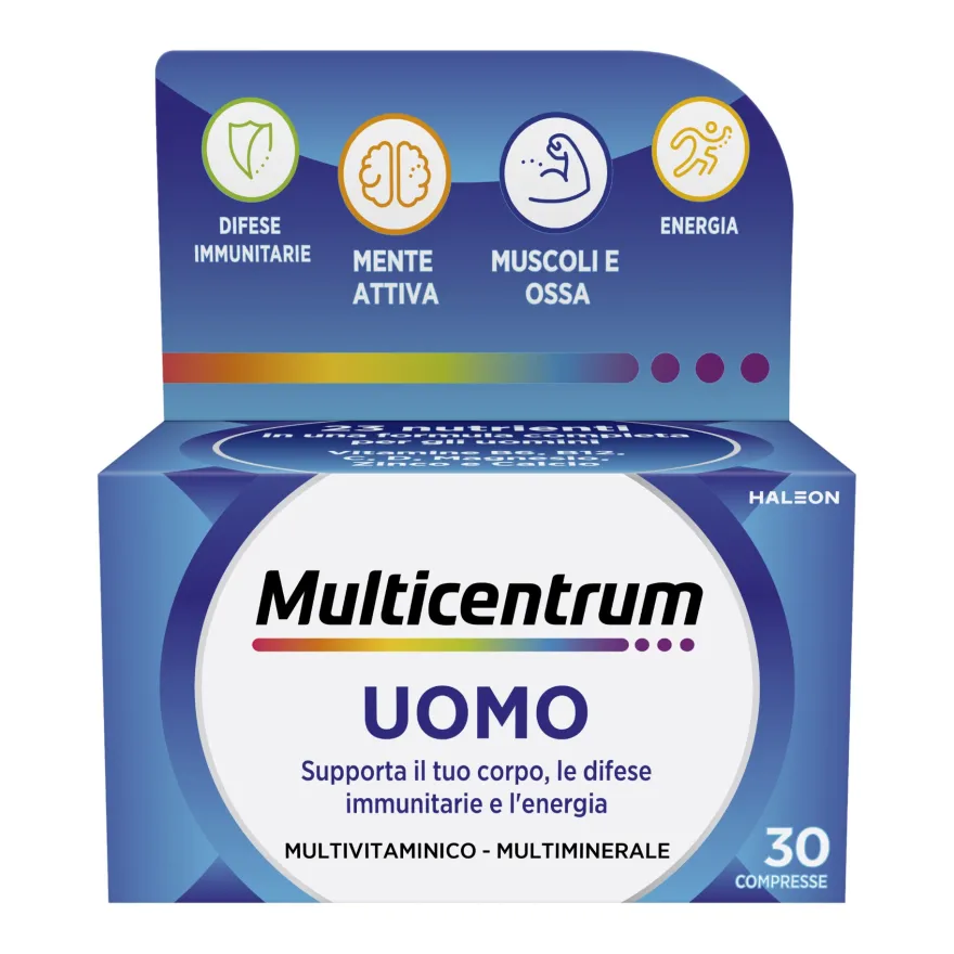 Multicentrum Uomo Integratore Alimentare Multivitaminico Vitamina B D3 A Calcio Magnesio 30 Compresse