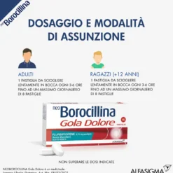 Neoborocillina Gola Dolore Gusto Menta Senza Zucchero Trattamento Mal Di Gola 16 Pastiglie