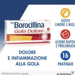Neoborocillina Gola Dolore Gusto Miele Limone Senza Zucchero 16 Pastiglie