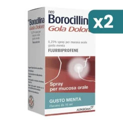Neoborocillina Gola Dolore Spray Mal Di Gola Menta 2 confezioni da 15ml