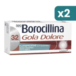 Neoborocillina Gola Dolore Senza Zucchero Gusto Menta 2 confezioni da 32 Pastiglie