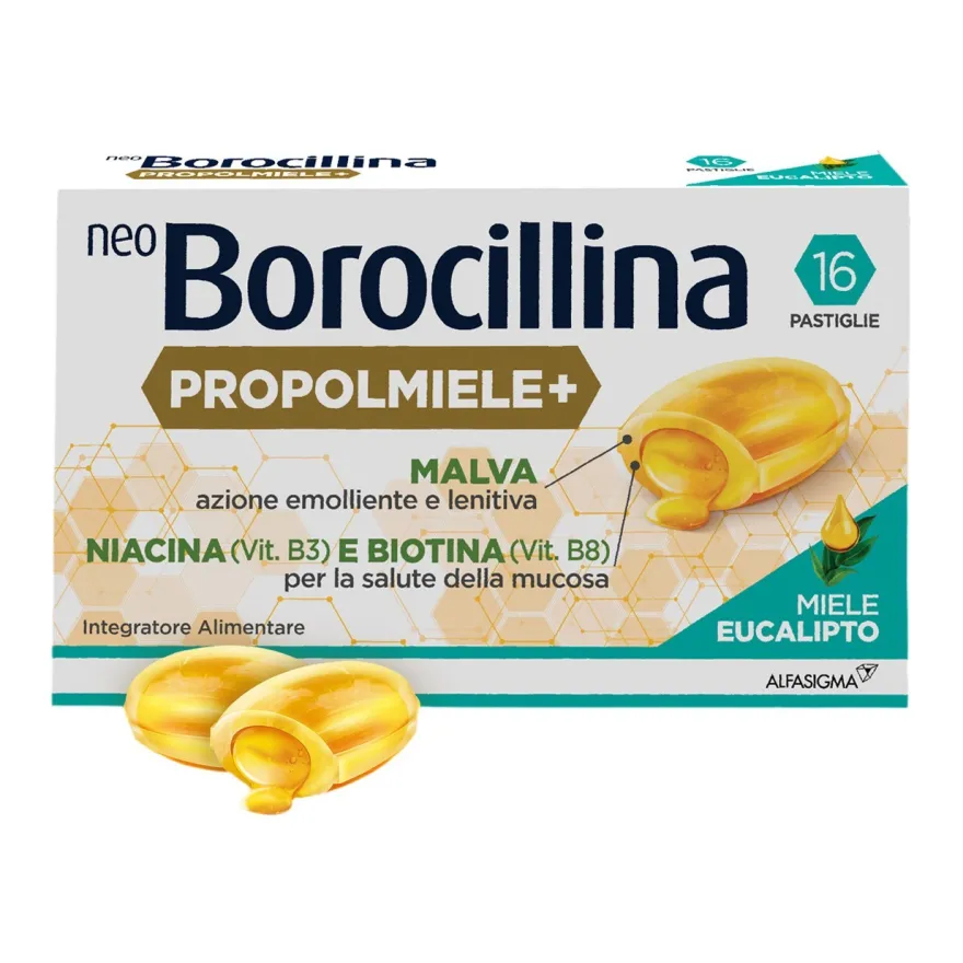 Neoborocillina Propolmiele+ Miele/eucalipto Mal Di Gola 16 Pastiglie