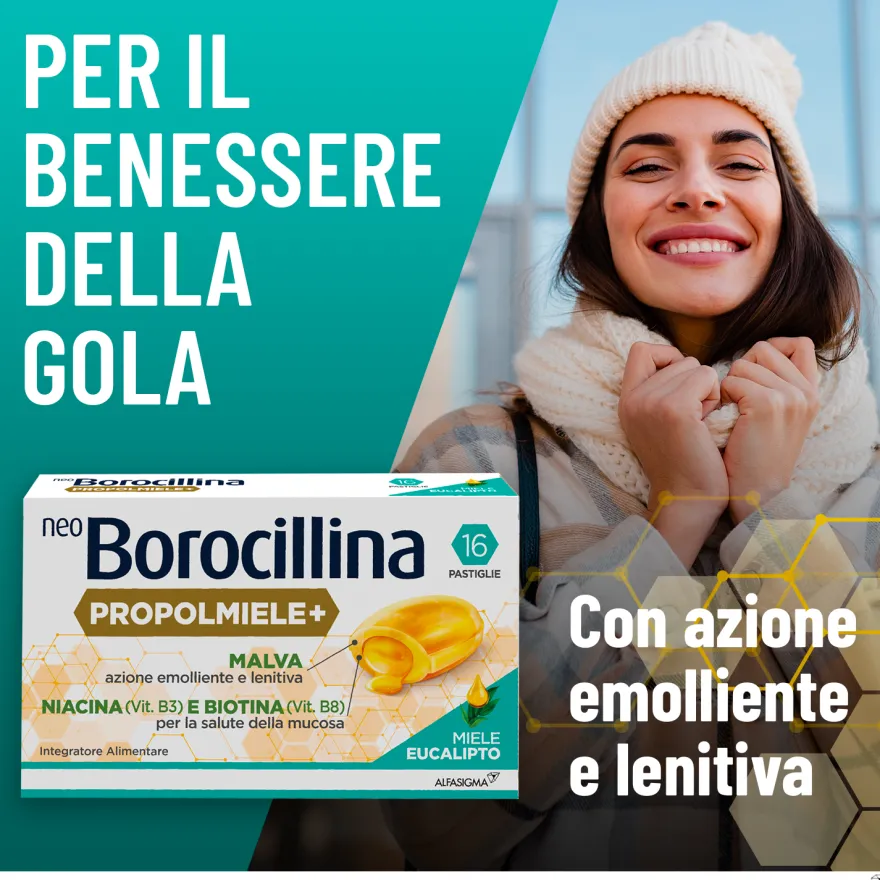 Neoborocillina Propolmiele+ Miele/eucalipto Mal Di Gola 16 Pastiglie
