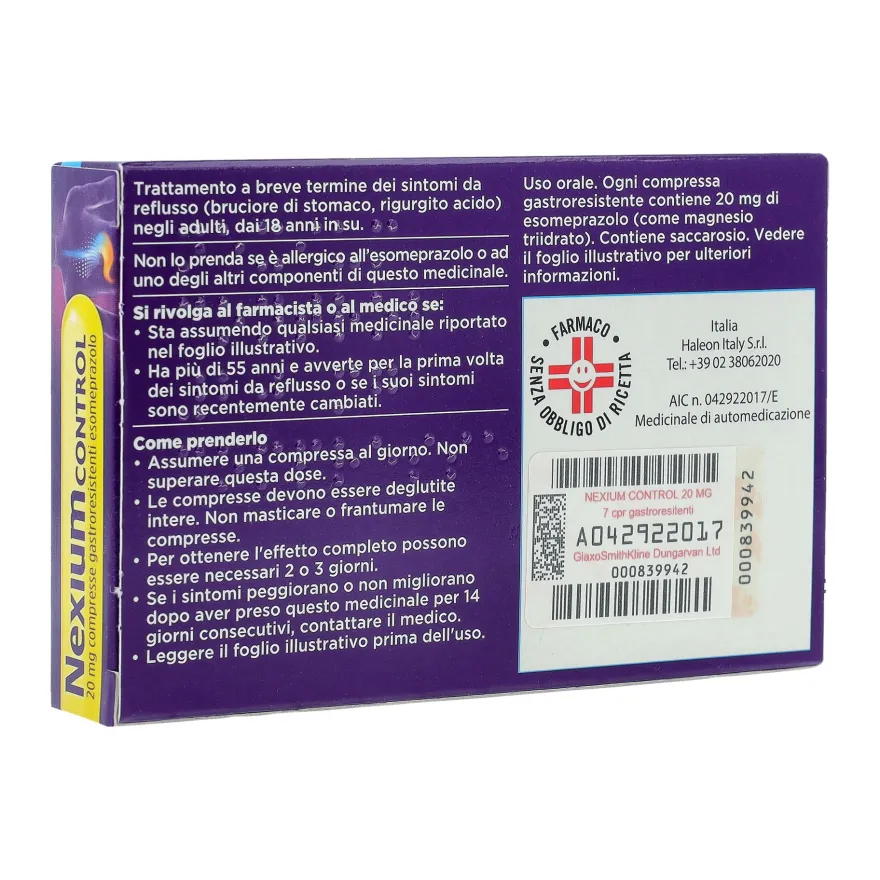 Nexium Control Antiacido Per Bruciore Di Stomaco E Reflusso Esomeprazolo 7 Compresse