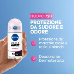 Nivea Black & White Invisible Original Roll-on Deodorante Roll On Donna Antitraspirante 72h 50ml