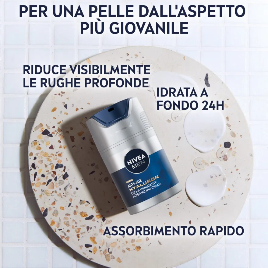 Nivea Men Anti-age Hyaluron Crema Viso Idratante Fp15 Pelli Mature 50ml