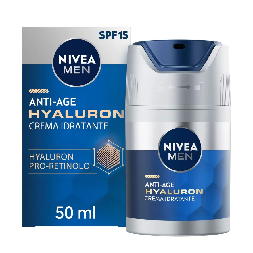 Nivea Men Anti-age Hyaluron Crema Viso Idratante Fp15 Pelli Mature 50ml