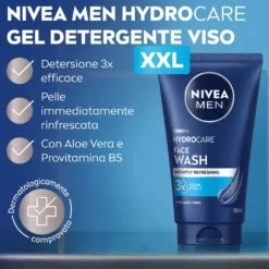 Nivea Men Hydrocare Gel Detergente Viso Uomo Xxl 150ml