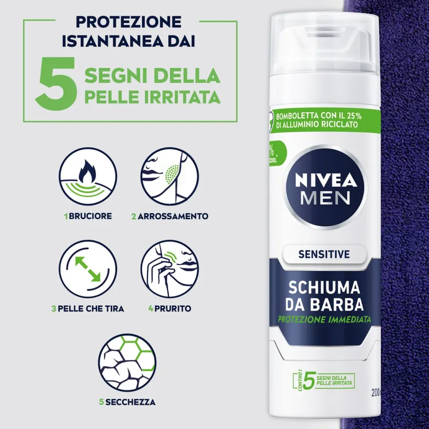 Nivea Men Sensitive Schiuma Da Barba Pelle Sensibile 200ml