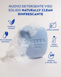 Nivea Naturally Clean Detergente Viso Solido Rinfrescante 75g