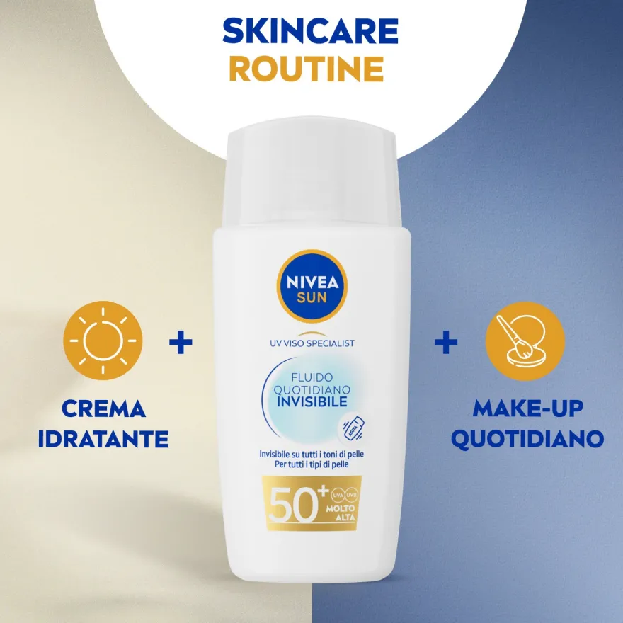 Nivea Sun Viso Fluido Quotidiano Invisibile Spf50+ Protezione Solare 40ml