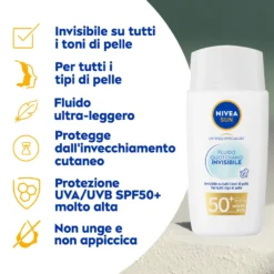 Nivea Sun Viso Fluido Quotidiano Invisibile Spf50+ Protezione Solare 40ml