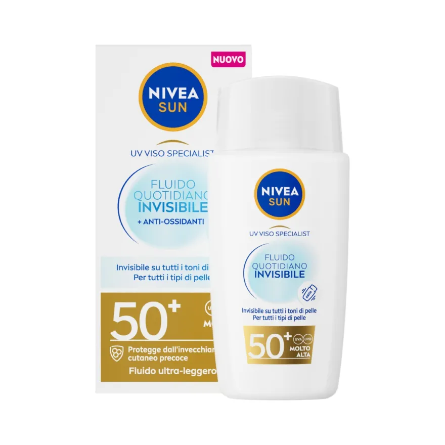 Nivea Sun Viso Fluido Quotidiano Invisibile Spf50+ Protezione Solare 40ml